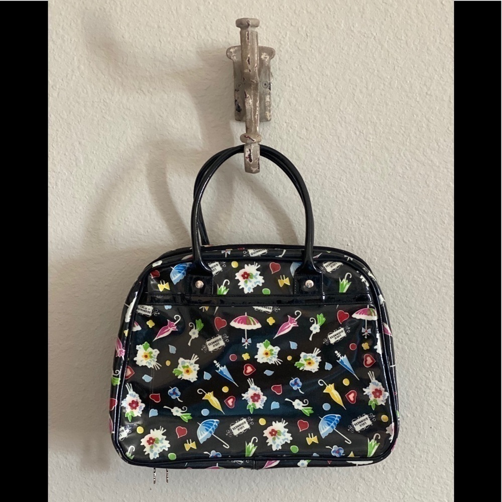 LULU GUINNESS Fold Over Makeup Bag Black Print - Picture 3 of 5